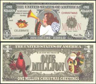   JOY TO THE WORLD CHRISTMAS MILLION DOLLAR BILL   Lot of 2 BILLS  