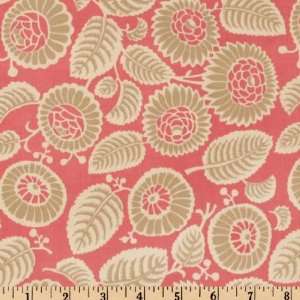  43 Wide Aurora Floral Leaves Pink Fabric By The Yard 