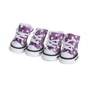   Dots Dotted Pet Dog Boots Shoes Sneakers Size 1   Purple