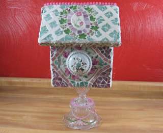 Amazing China Mosaic Birdhouse on Pedestal  