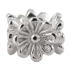   925 Sterling Silver Evening Primrose Flower Motif Spacer Jewelry