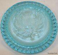   Art Deco glass 2 Scottish Thistle decorated teabag / pin dishes  