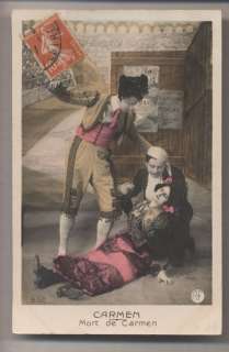 DEATH OF CARMEN OPERA Bizet BULLFIGHTER Real photo PC  