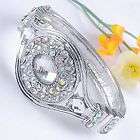 Silvery Crystal Clear Oval Resin Lady Stretchy Bracelet  