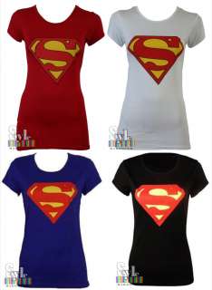   Ladies Women Crop Top SUPERMAN Printed T Shirt Blue Black Tee  