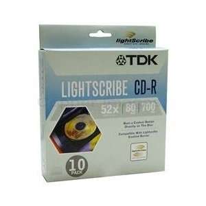  TDK CD R80LSW10 52X LIGHTSCRIBE? WRITE ONCE CD R SPINDLE   10 DISC 