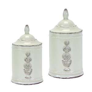  Arteflorum Boxwood Topiary Canister In Cream   Set Of 2 
