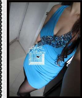   Sales   New Sexy Party Clubwear Blue Blink Blink Sequin Mini Dress M