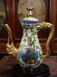 Rare 70s A+ Vintage Chinese Cloisonne Dragon Tea Pot  