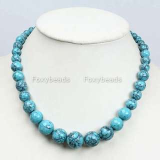Sky Blue# Howlite Turquoise Gem Bead Necklace 18.5L  