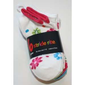 Stride Rite Girls Low Cut Socks 6 Pair Mult Size 6 7.5 Shoe Size 