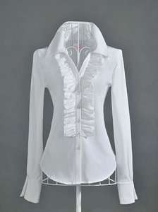   Boho Style White OL Falbala Shirt Ruffles long sleeve Shirts Tops
