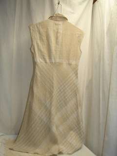 Mng Ramie Tan Plaid Wrap Front Dress Size L  