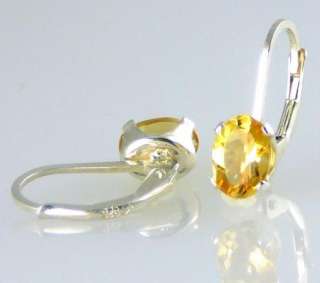 Citrine Leverback Earrings 925 SS Silver 1.50CT  