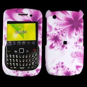  White with Purple Blossom Rubber Texture Blackberry 8520 