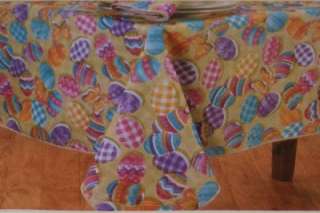  Tablecloth Reverisble Purple Gingham to Eggs/Butterflies 3 Sizes 