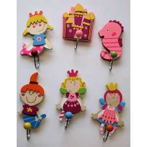    Set of 6 Wooden Coat Hooks   Fairy Princess Designs