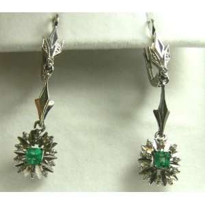  Classic Colombian Emerald & Diamond Earrings .50cts 