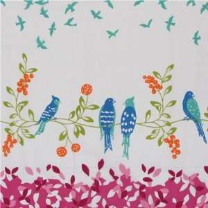  echino nylon Kokka fabric birds pink from Japan (Sold in 