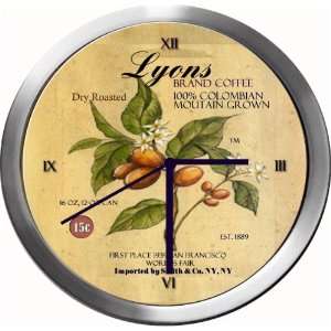  LYONS 14 Inch Coffee Metal Clock Quartz Movement Kitchen 