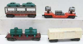   Postwar Freight Cars (Auto Flatcar, Boxcar, Flatcar, Searchlight Ca
