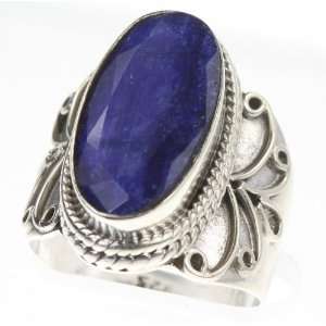    925 Sterling Silver SYNTHETIC SAPPHIRE Ring, Size 6, 7.76g Jewelry