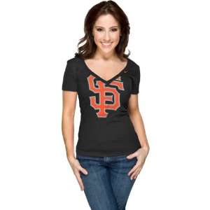 San Francisco Giants Womens Nike Black Deep V Neck Burnout T Shirt 