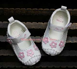 White Floral Baby Girl Sandals Newborn Infant Mary Jane Crib Shoes US 