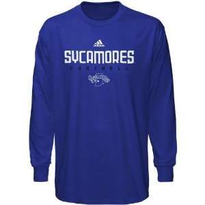 adidas Indiana State Sycamores Royal Blue Sideline Long Sleeve T shirt 