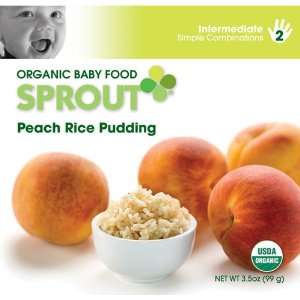  Sprout Organic Baby Food Peach Rice Pudding   3.5 oz Case of 12 Baby