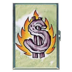 Flaming Dollar Money Tattoo ID Holder, Cigarette Case or Wallet MADE 