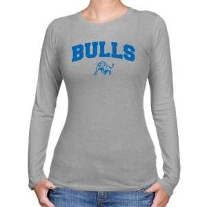Buffalo Bulls Ladies Ash Logo Arch Long Sleeve Slim Fit T shirt