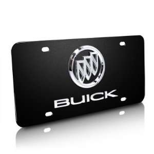  Buick Chrome Logo Name on Black Steel License Plate 