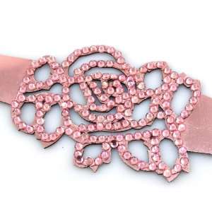  Pink Ice Rose Crystal On Faux Suede Band Bracelet With 