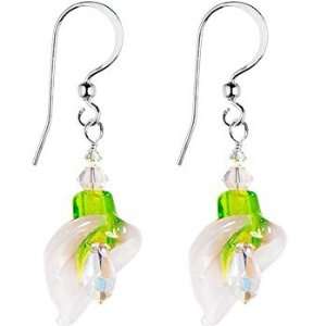   Austrian Crystal White Lily Earrings MADE WITH SWAROVSKI ELEMENTS