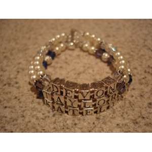   Four Strand Pearl and Swarovski Crystal Name Bracelet 