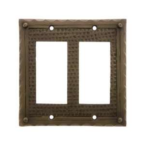  Bungalow Style Double GFI Outlet Cover Plate In Antique Brass