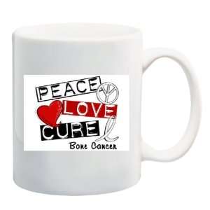  PEACE LOVE CURE   BONE CANCER Mug Coffee Cup 11 oz 
