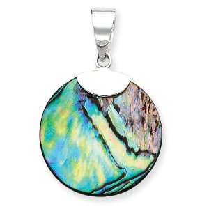  Sterling Silver Round Abalone Pendant Jewelry