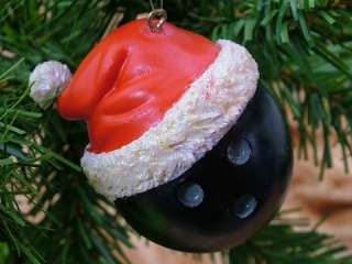 Bowling Ball Bowler Sport Santa Hat Christmas Ornament  