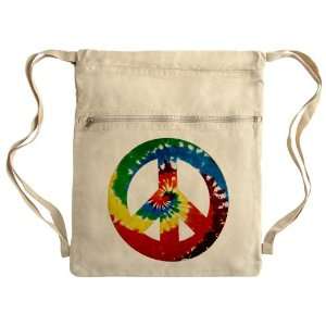   Bag Sack Pack Khaki Rainbow Tye Dye Peace Symbol 