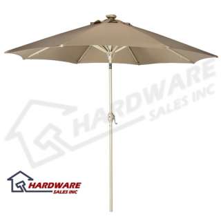 Solar Powered Patio Umbrella w/ 24 LED Lights Taupe NEW  