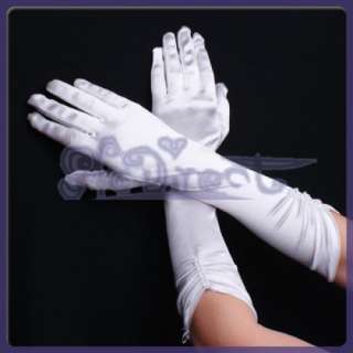 White Bridal Wedding Opera Prop Satin Stretch Glove NEW  