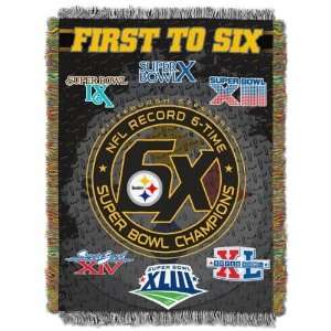  Steelers First to 6 Superbowls Woven Throw   48 x 60 