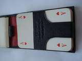 VINTAGE POCKET GERMAN LEATHER CASE PLAYING CARDS BOX  