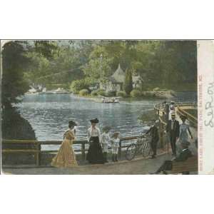  Reprint Baltimore, Maryland, ca. 1906  Boat Lake in Druid 