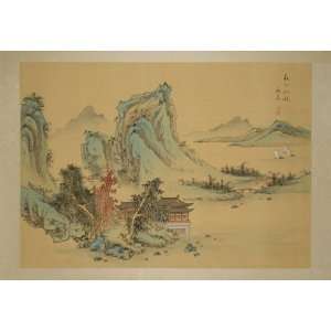  Vintage Silk Paintings of Chinese Landscape; symbolizes 