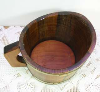 Brass Banded Wood/Wooden Slat Bucket Planter/Flower Pot  
