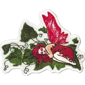  Nedda Sleeping Fairy Magenta Embroidered Iron On Patch 