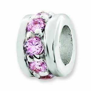  Sterling Silver Pink Cz Spacer Enhancer Jewelry